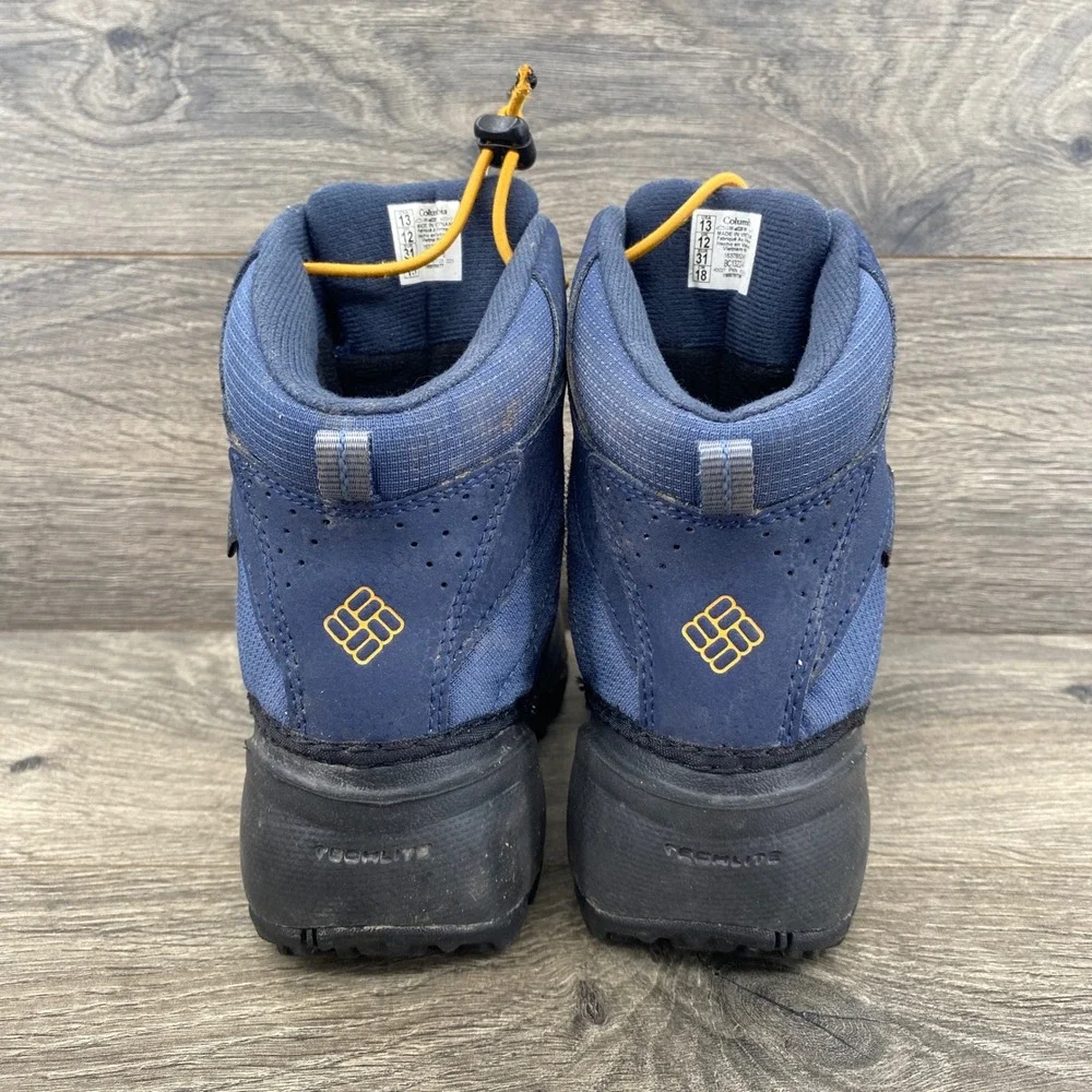 Columbia Snow Boots Kids Size 13 Navy Blue Waterproof Bungee Lace BC1322-478